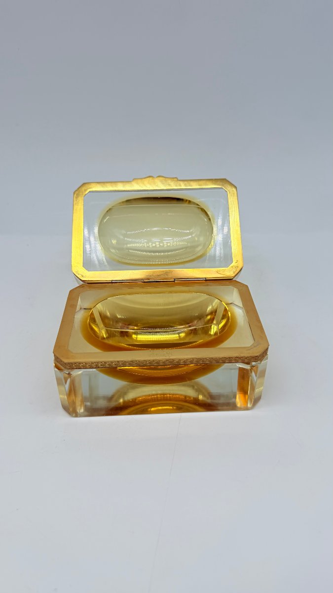 Murano Blown And Cut Glass Box With Amber Interior, Italy, 20th Century-photo-3
