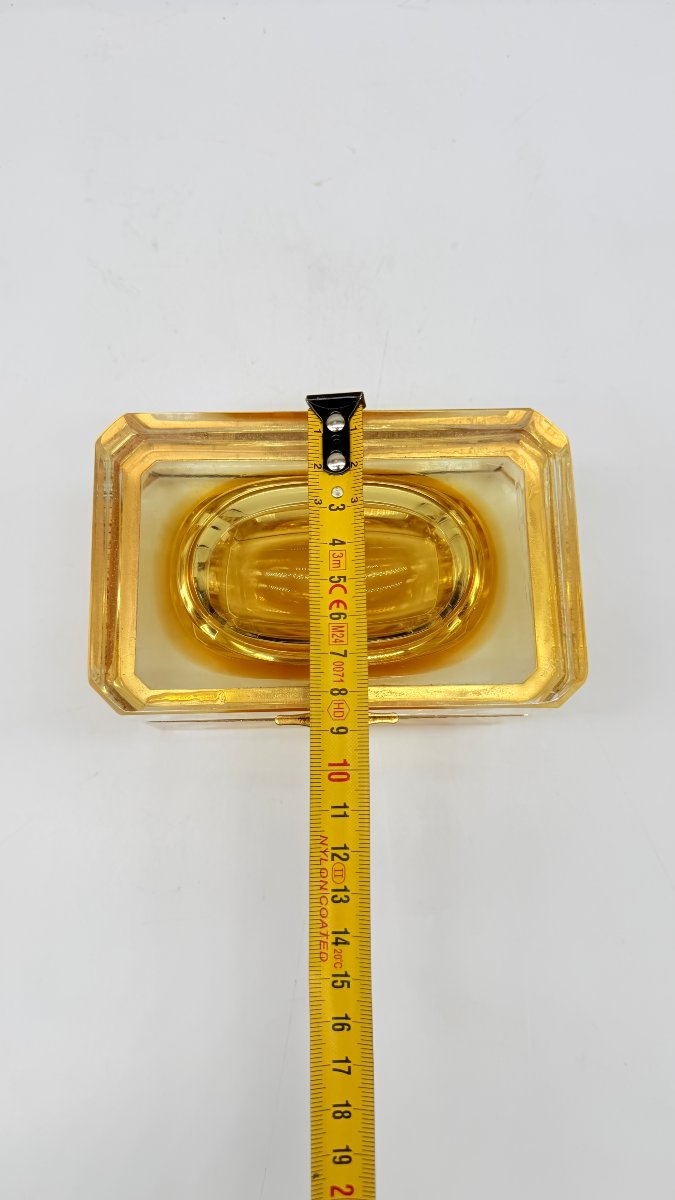 Murano Blown And Cut Glass Box With Amber Interior, Italy, 20th Century-photo-8