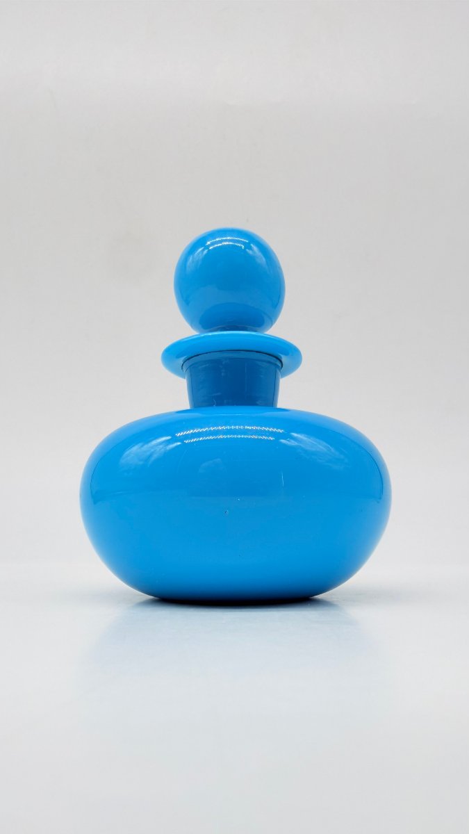 Flacon à parfum globulaire  en opaline bleu turquoise, France, époque Napoléon III-photo-2