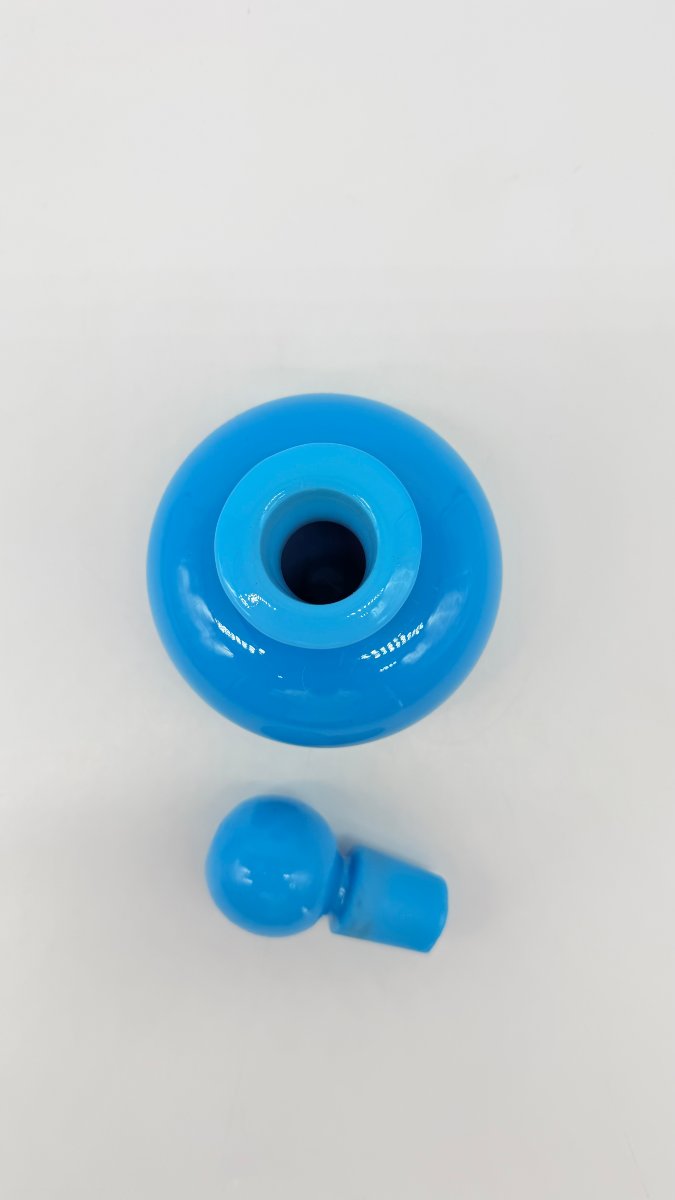 Flacon à parfum globulaire  en opaline bleu turquoise, France, époque Napoléon III-photo-4