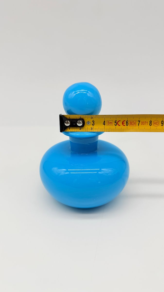 Flacon à parfum globulaire  en opaline bleu turquoise, France, époque Napoléon III-photo-6