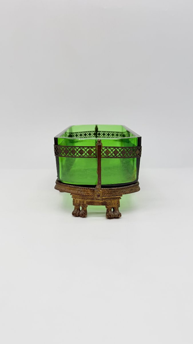 Napoleon III Green Glass Jardinière With Neo-classical Bronze Mount-photo-3