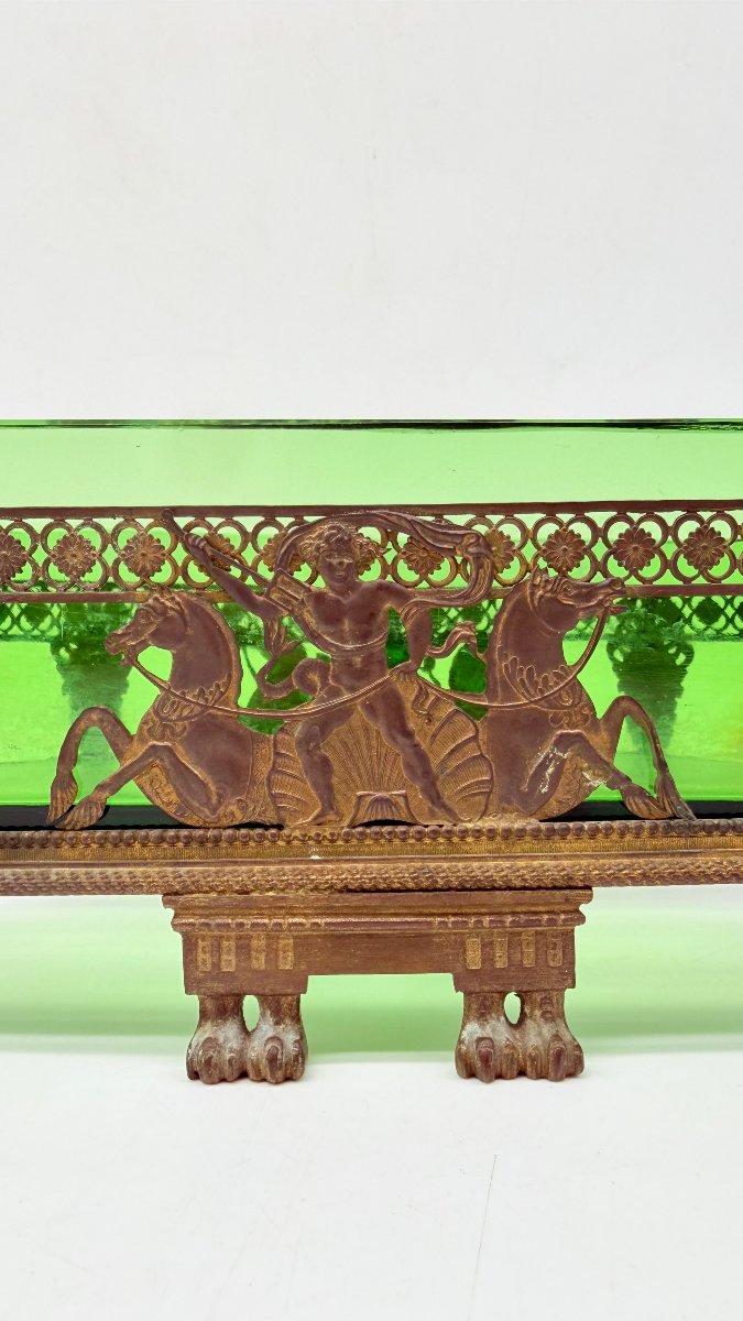 Napoleon III Green Glass Jardinière With Neo-classical Bronze Mount-photo-2