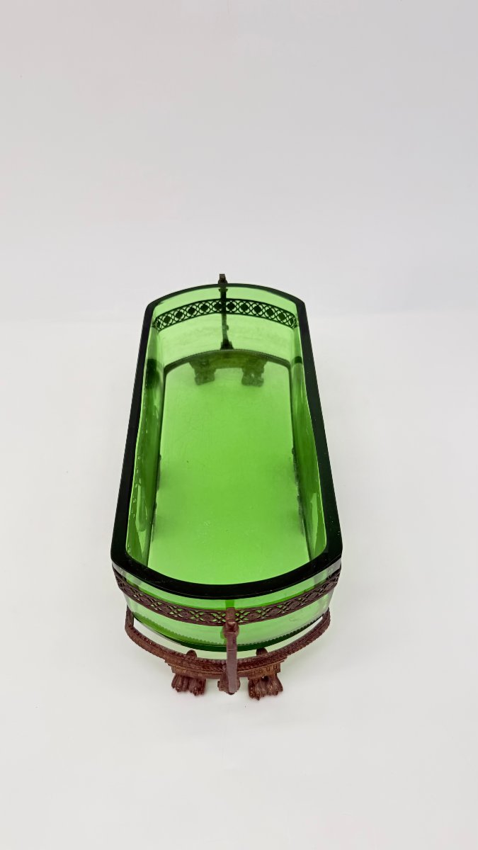 Napoleon III Green Glass Jardinière With Neo-classical Bronze Mount-photo-4