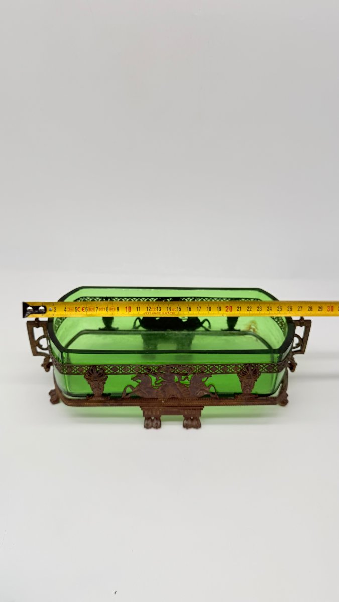 Napoleon III Green Glass Jardinière With Neo-classical Bronze Mount-photo-6