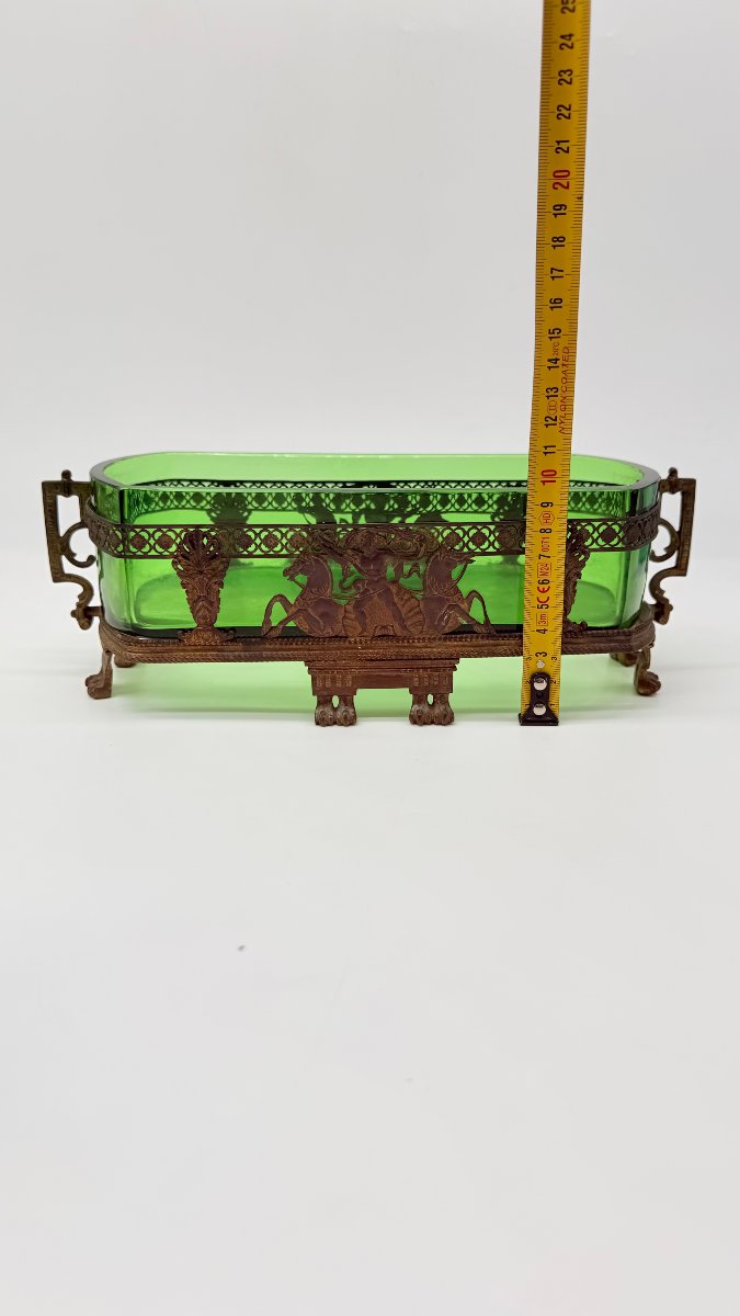 Napoleon III Green Glass Jardinière With Neo-classical Bronze Mount-photo-8