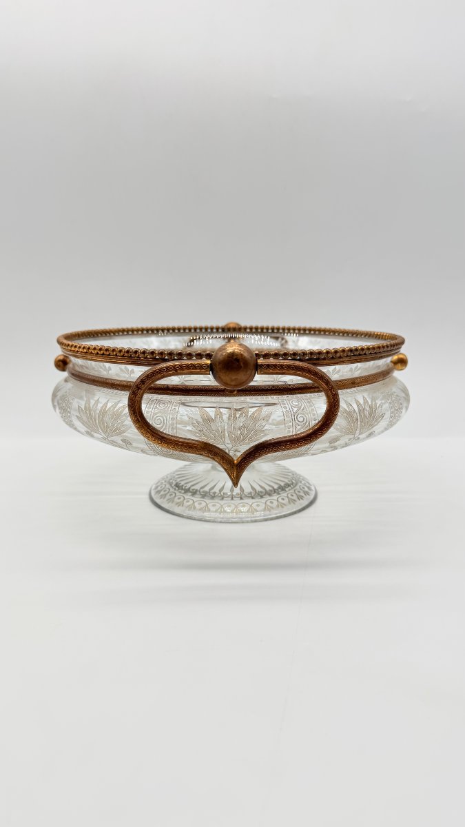 Baccarat,  Engraved Crystal Centerpiece With Gilt Bronze Mount, Late 19th Century-photo-2