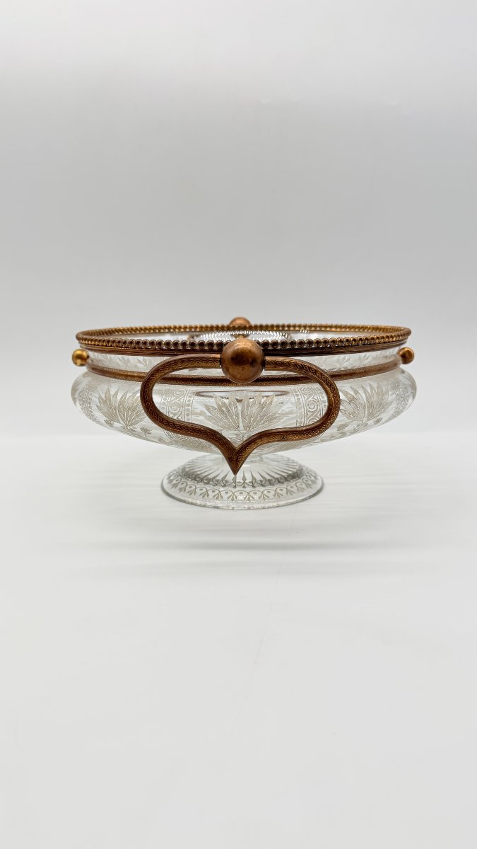 Baccarat,  Engraved Crystal Centerpiece With Gilt Bronze Mount, Late 19th Century-photo-3