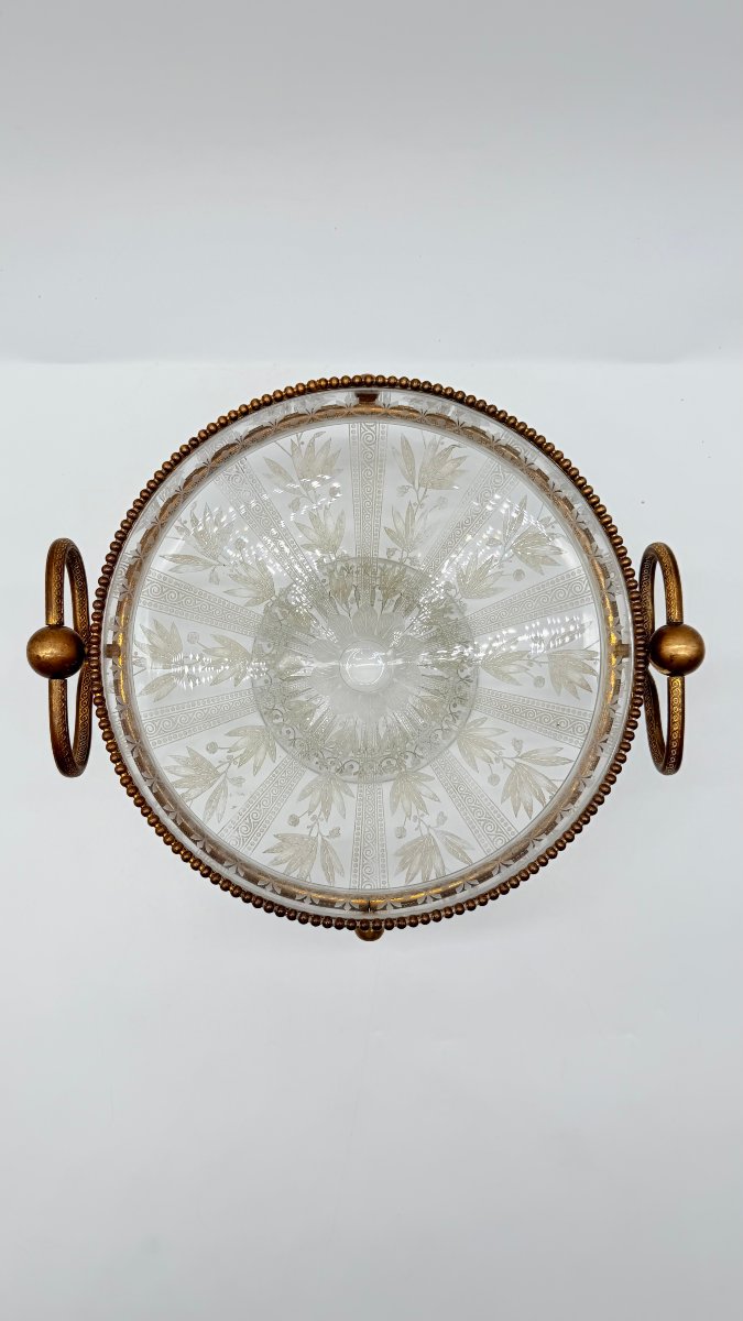 Baccarat,  Engraved Crystal Centerpiece With Gilt Bronze Mount, Late 19th Century-photo-1
