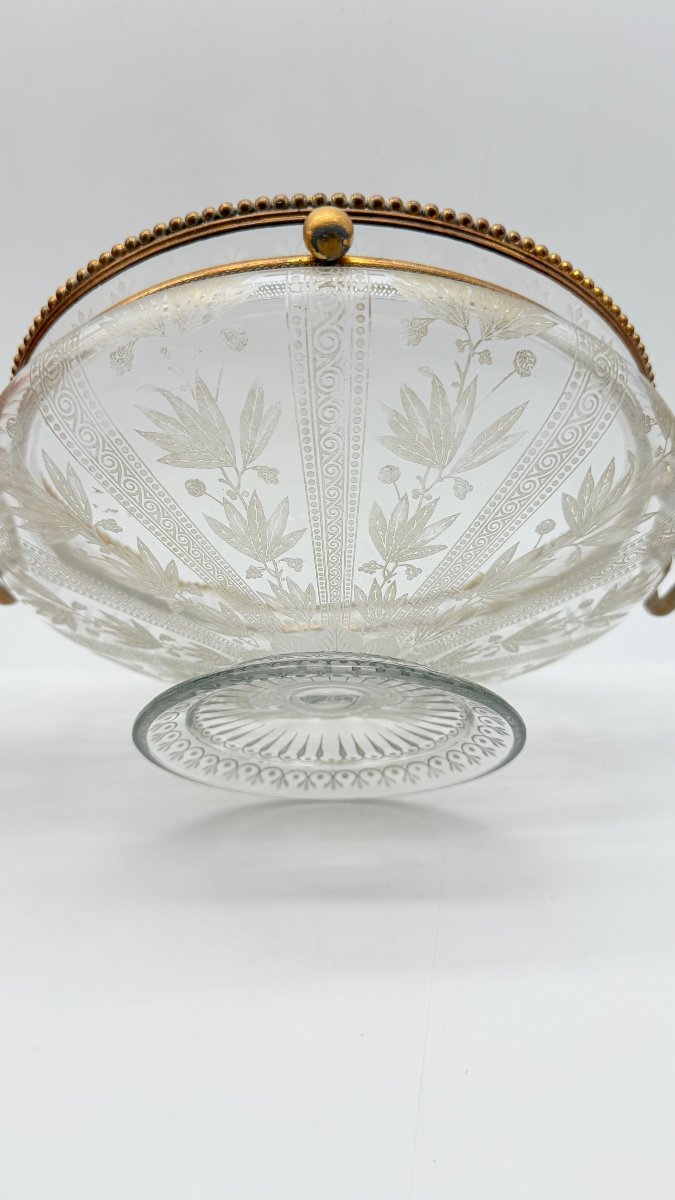 Baccarat,  Engraved Crystal Centerpiece With Gilt Bronze Mount, Late 19th Century-photo-2