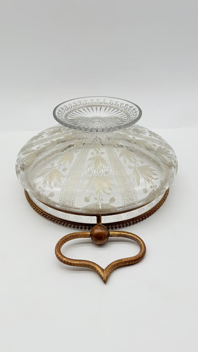 Baccarat,  Engraved Crystal Centerpiece With Gilt Bronze Mount, Late 19th Century-photo-6