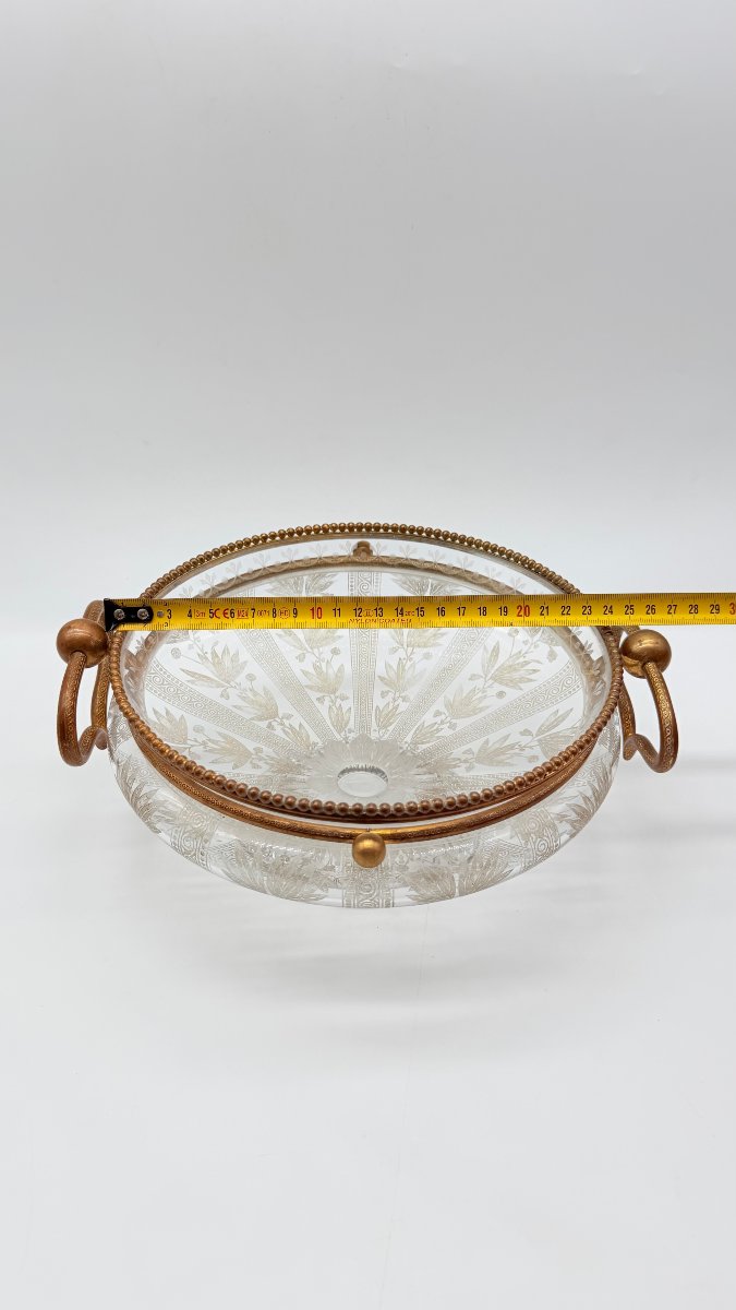 Baccarat,  Engraved Crystal Centerpiece With Gilt Bronze Mount, Late 19th Century-photo-7