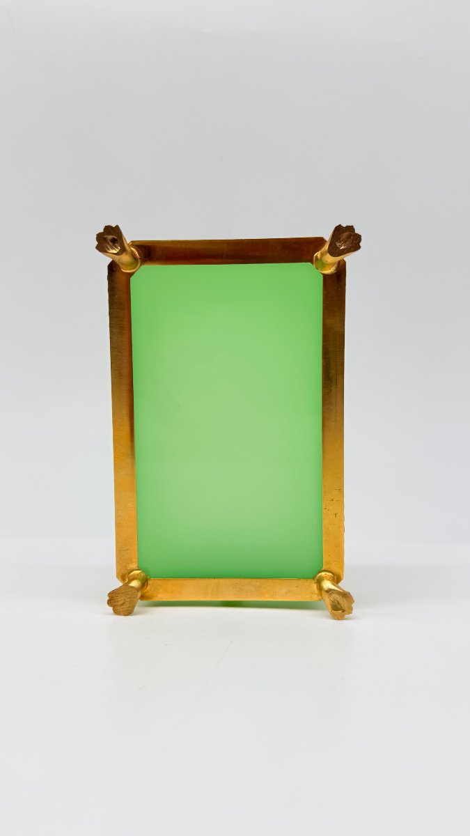A Rectangular Chrysoprase-green Opaline Glass Ashtray With Gilt-bronze Mounts, Charles X / Loui-photo-5