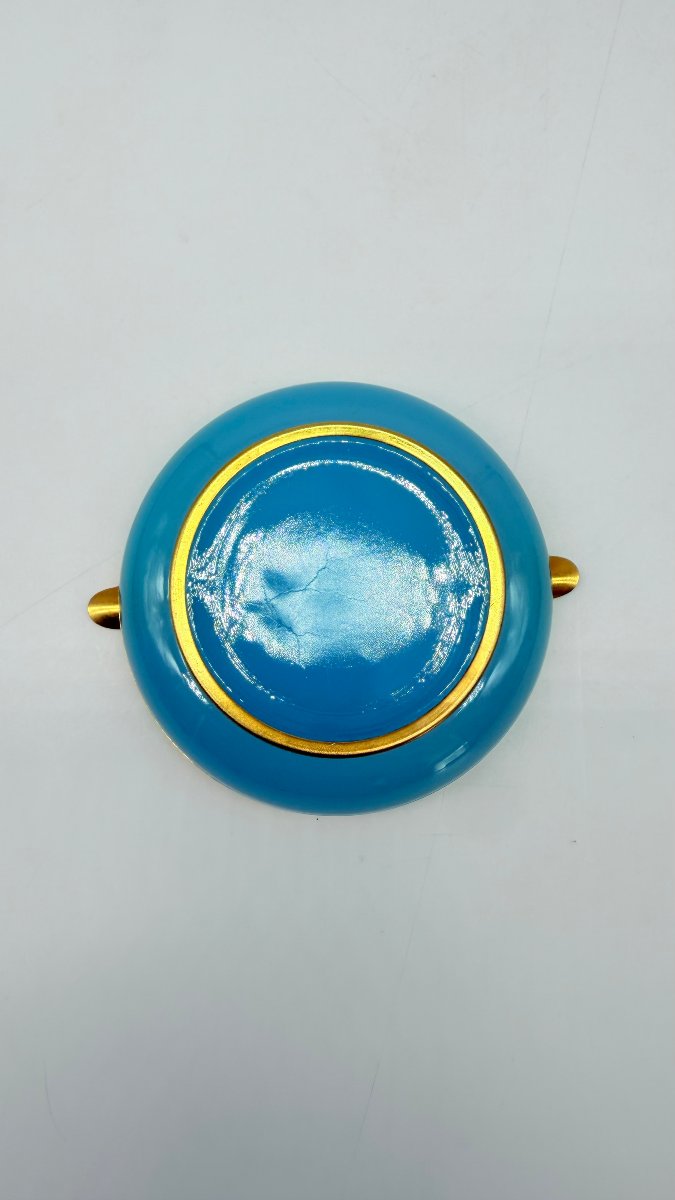  Cendrier en opaline bleue et bronze doré, époque Napoléon III-photo-3