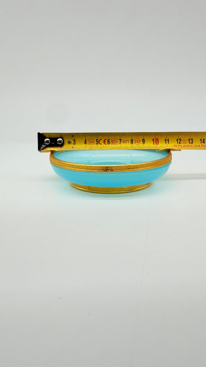  Cendrier en opaline bleue et bronze doré, époque Napoléon III-photo-5