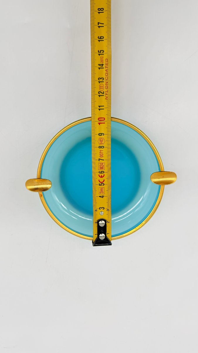  Cendrier en opaline bleue et bronze doré, époque Napoléon III-photo-6