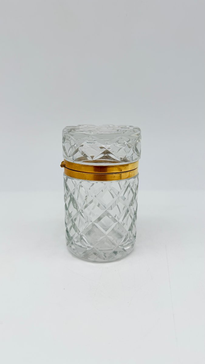 Flacon couvert en cristal taillé et bronze doré-photo-4