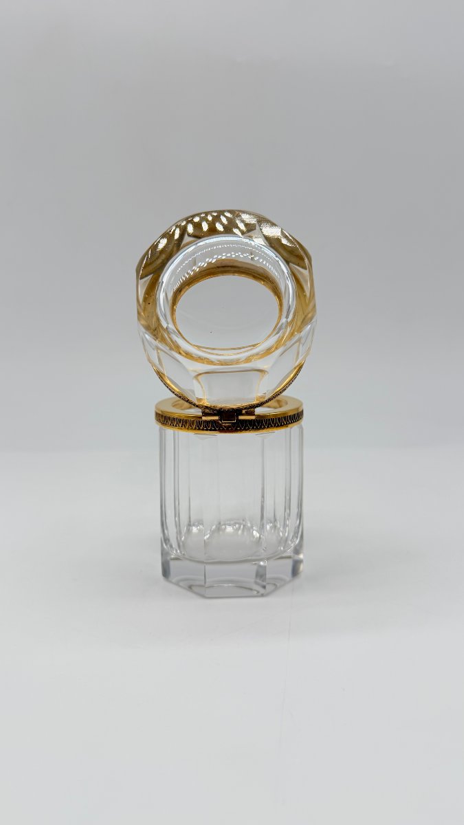 Baccarat Octagonal Cut Crystal Covered Scent Bottle-photo-2