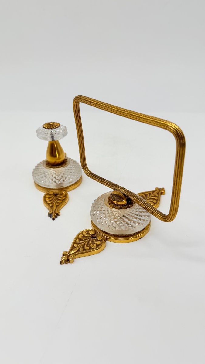 Gilt Bronze And Cut Crystal Desk Set, Restoration Period-photo-3