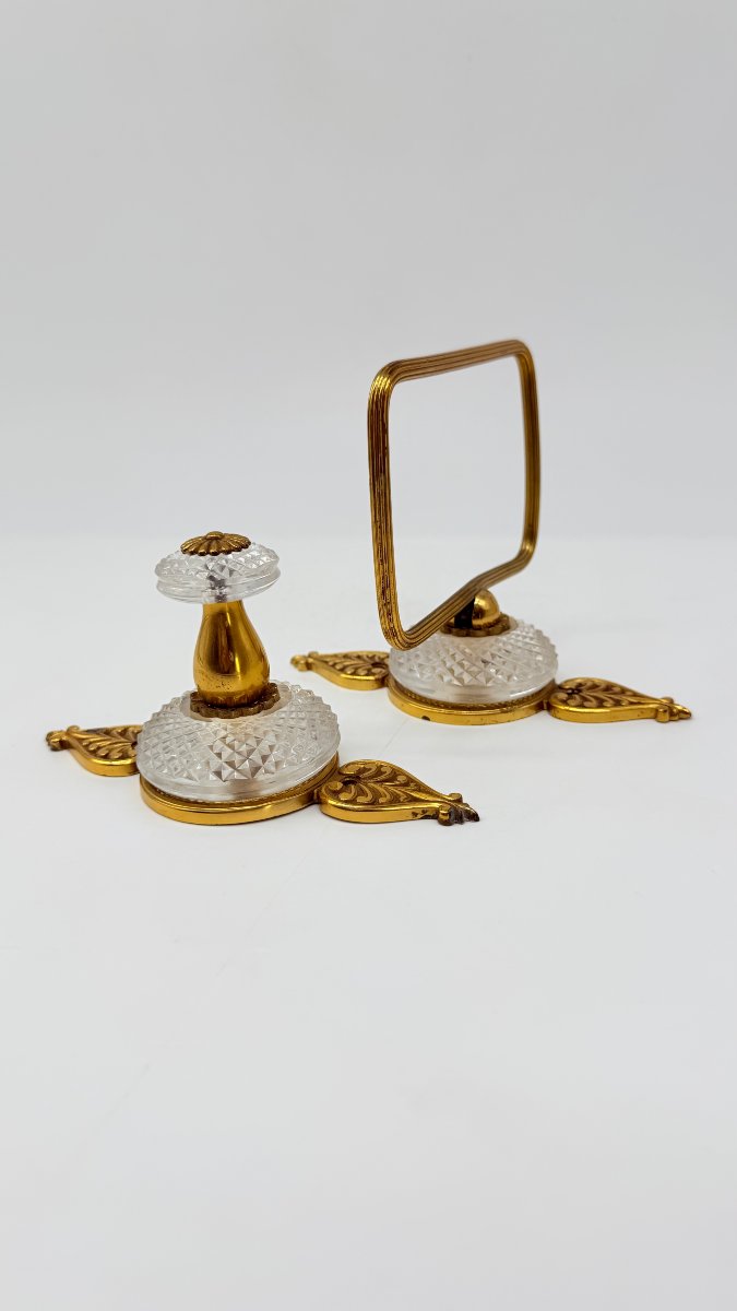 Gilt Bronze And Cut Crystal Desk Set, Restoration Period-photo-4