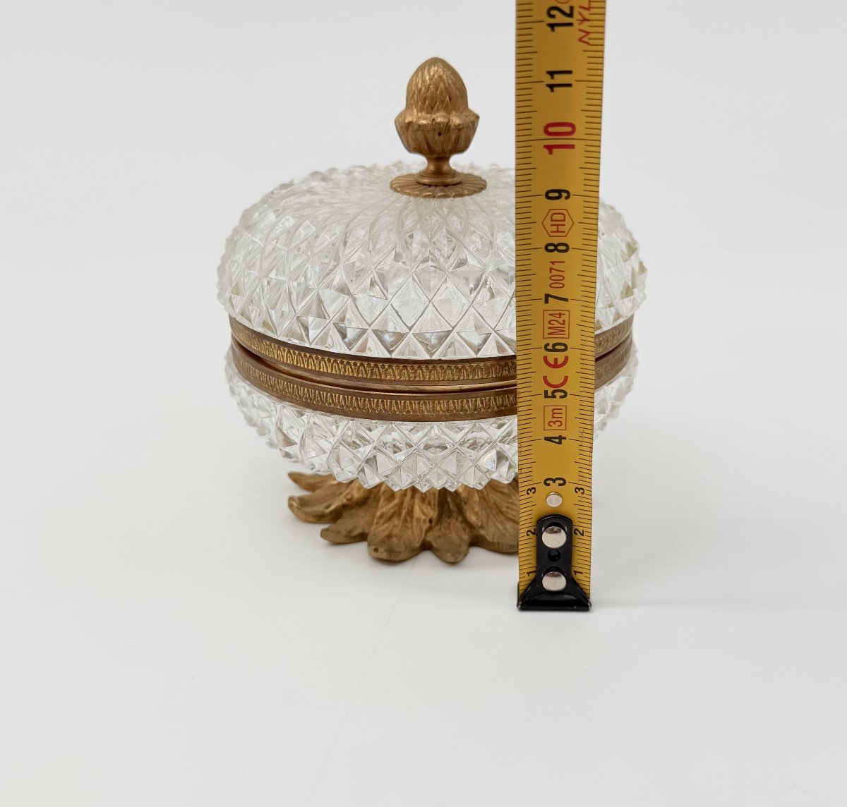 Cut Crystal And Gilt Bronze Covered Box On Pedestal, Charles X Period-photo-8
