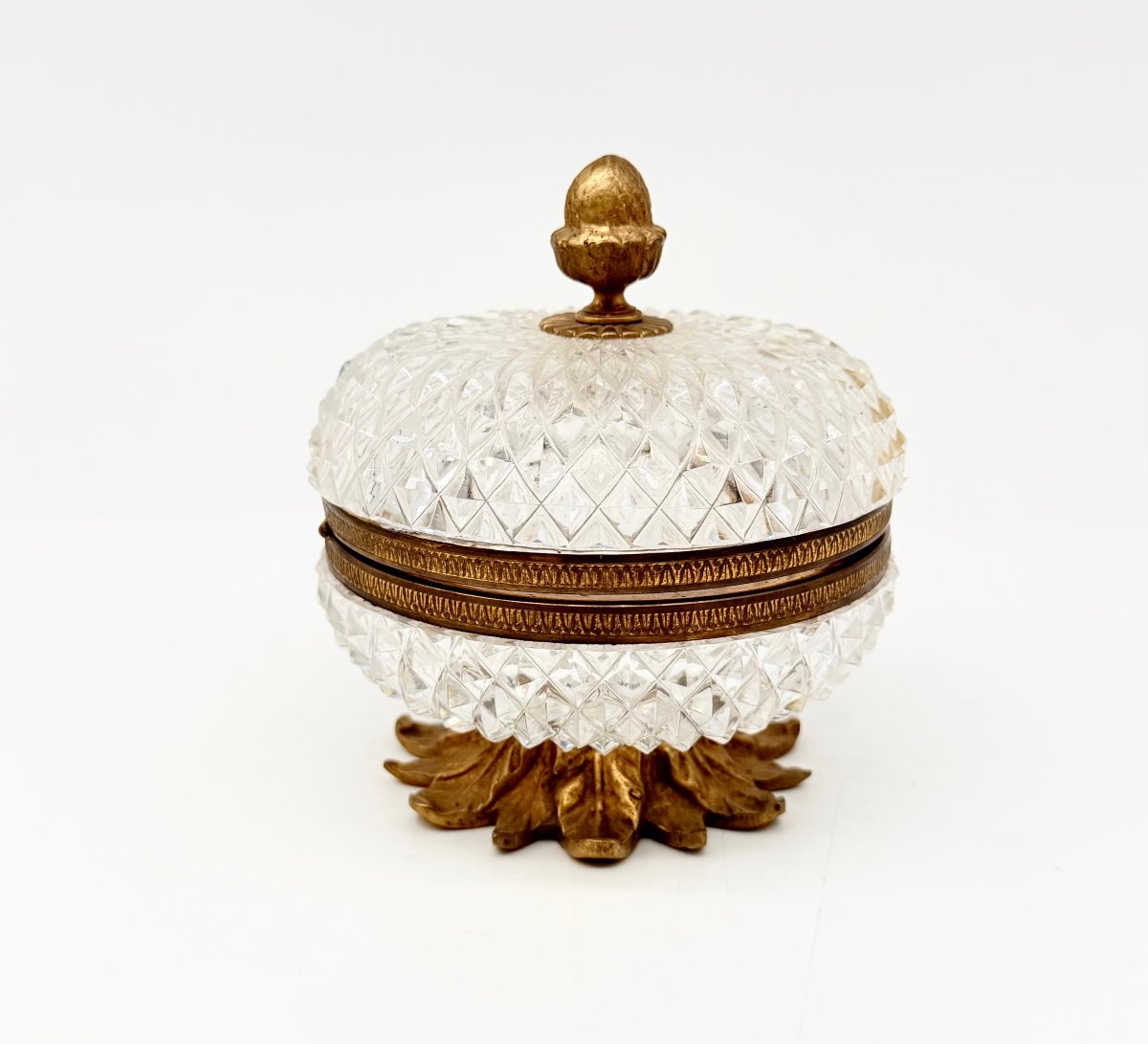 Cut Crystal And Gilt Bronze Covered Box On Pedestal, Charles X Period