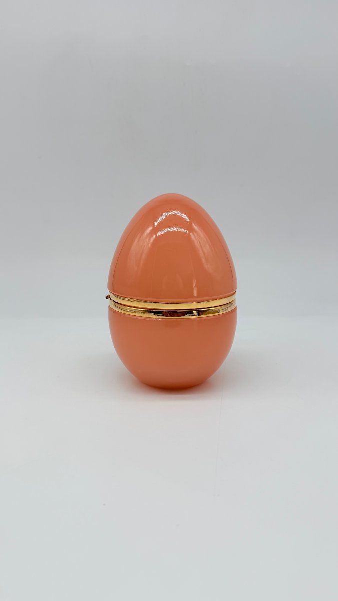 Boîte couverte ovoïde en opaline corail et bronze doré, époque Napoléon III-photo-2