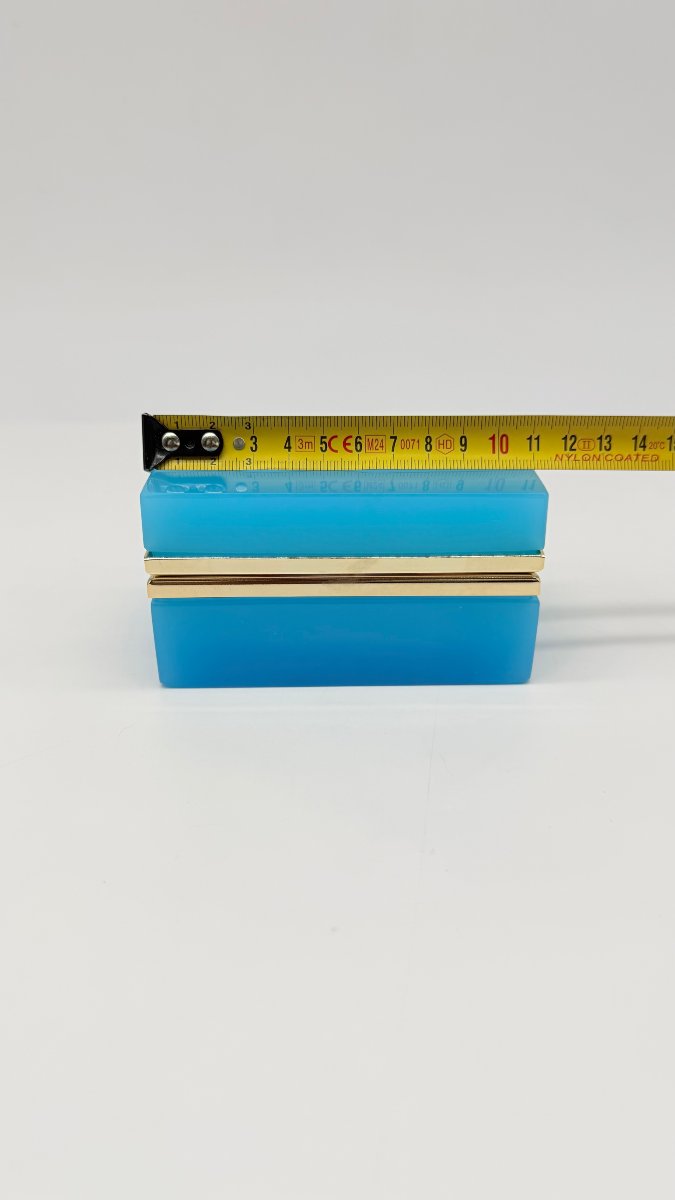 Boite rectangulaire en opaline bleu céleste et brozne doré. Epoque Napoléon III. -photo-5