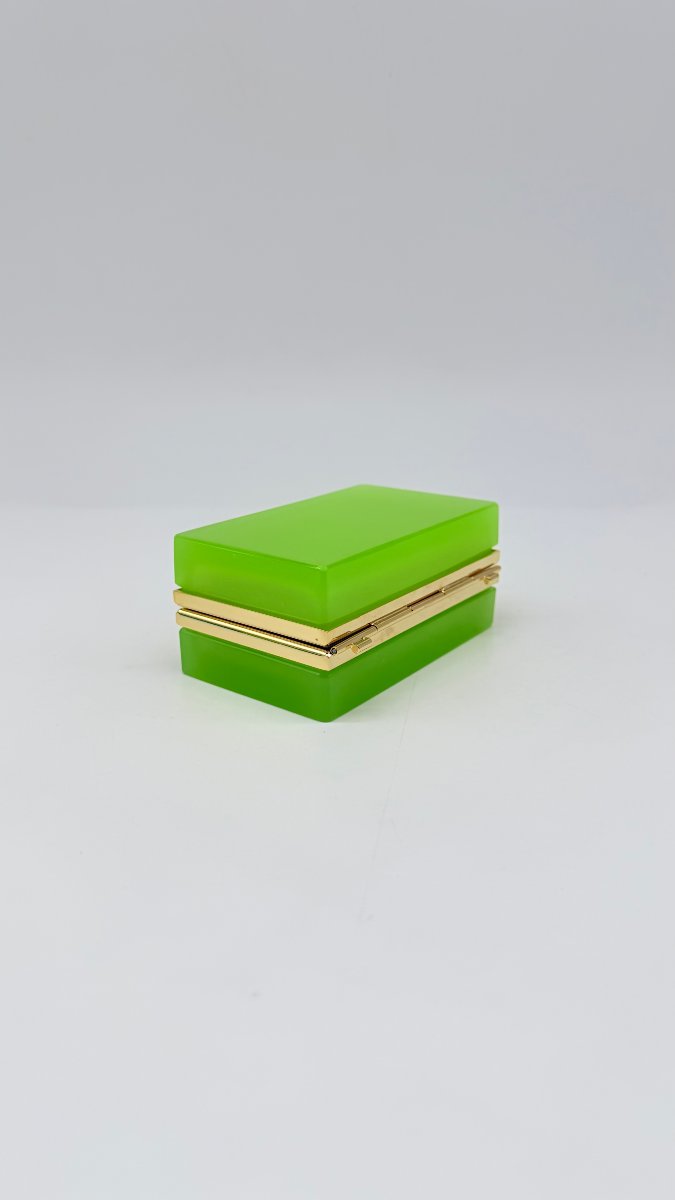 Boîte couverte en opaline vert chrysoprase à monture en bronze doré, Napoléon III -photo-2
