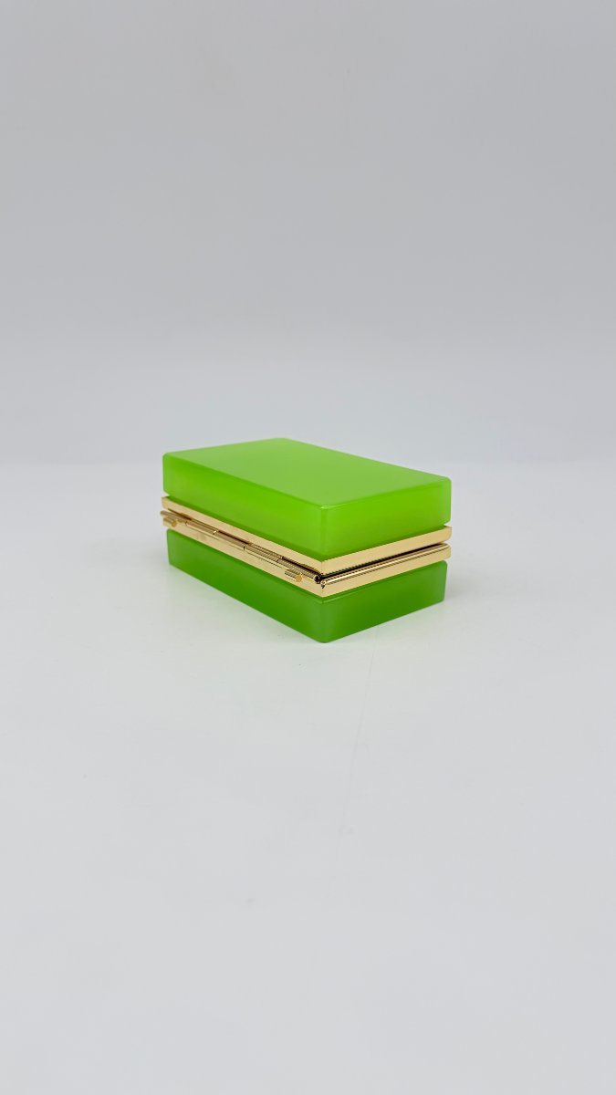 Boîte couverte en opaline vert chrysoprase à monture en bronze doré, Napoléon III -photo-4