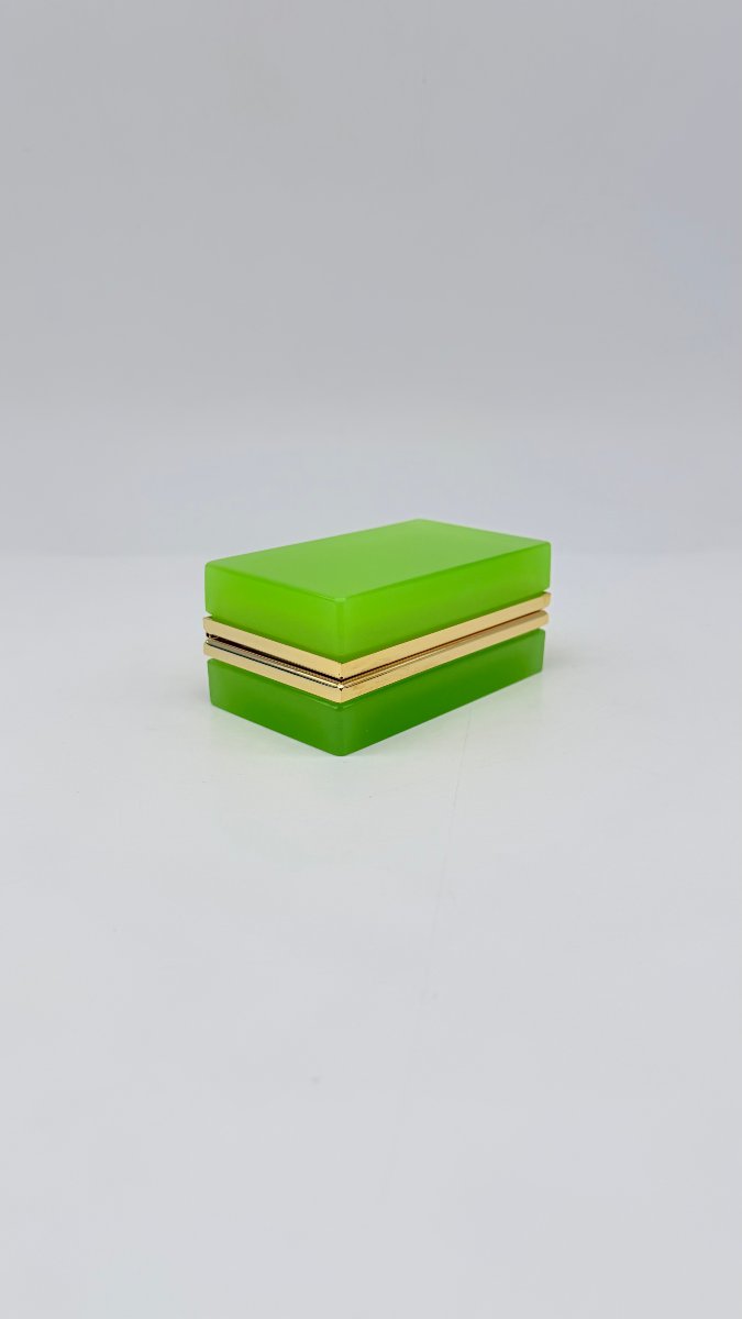 Boîte couverte en opaline vert chrysoprase à monture en bronze doré, Napoléon III -photo-2