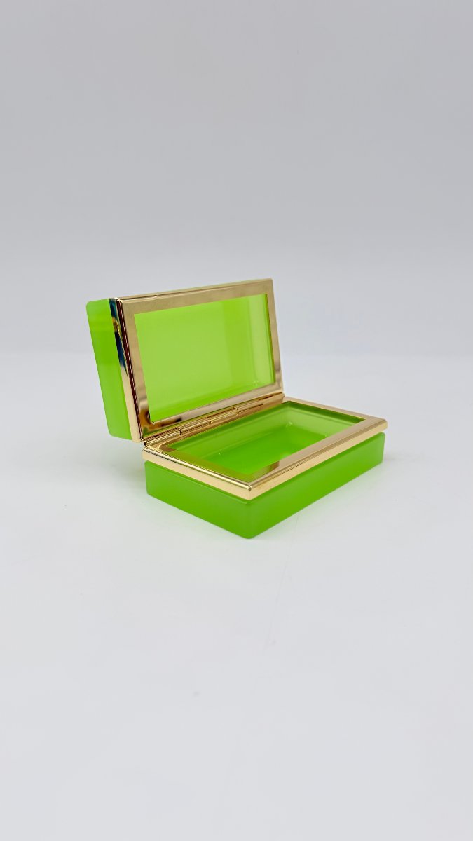 Boîte couverte en opaline vert chrysoprase à monture en bronze doré, Napoléon III -photo-4