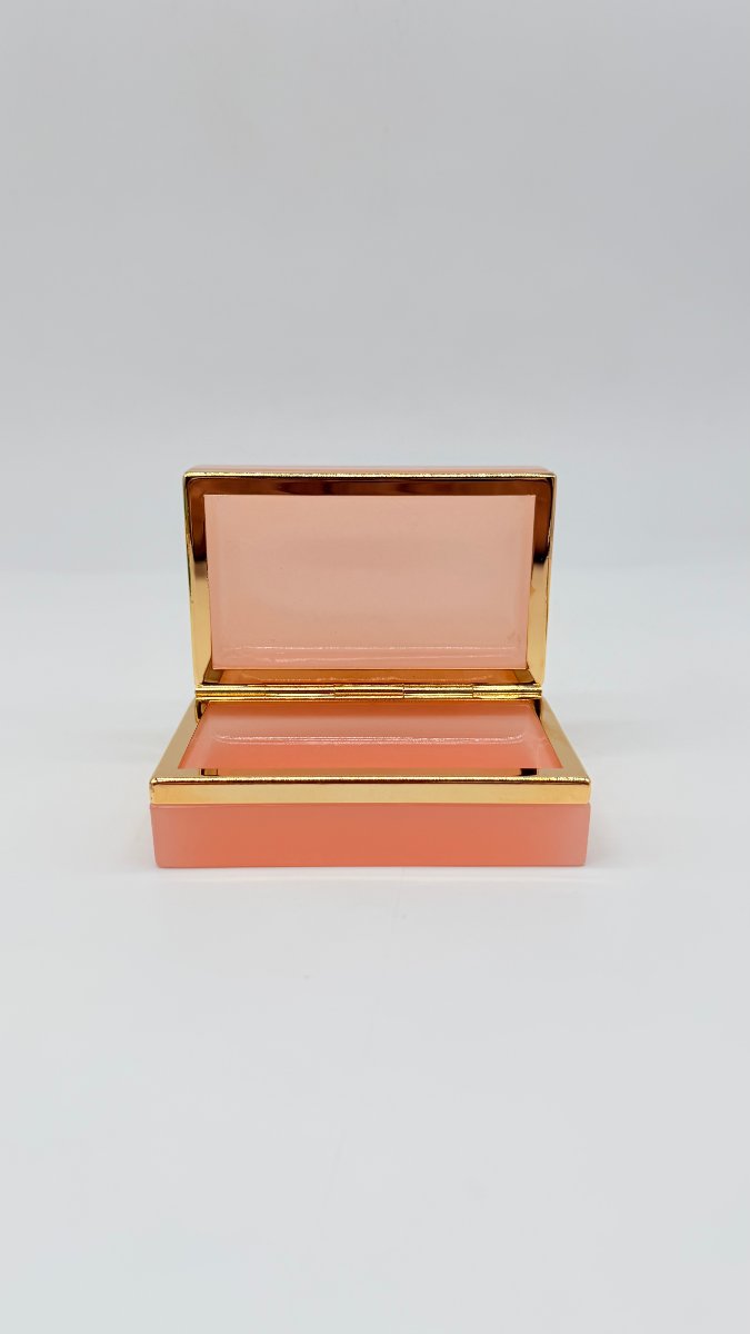 Coral Opaline Covered Box With Gilt Bronze Mount, Napoleon III -photo-4