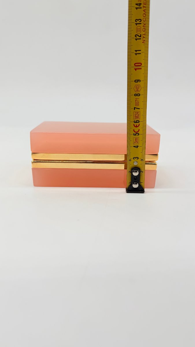 Coral Opaline Covered Box With Gilt Bronze Mount, Napoleon III -photo-6