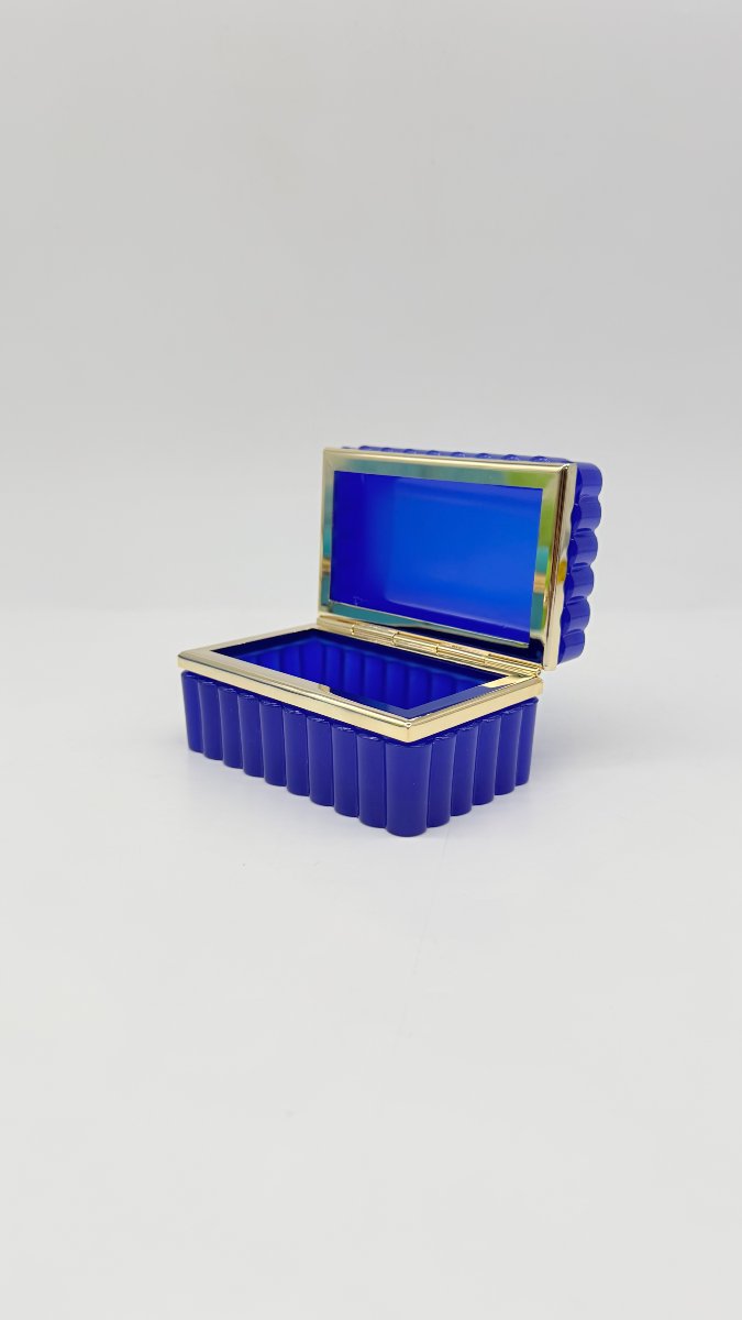  Cobalt Blue Opaline Covered Box With Guilloché Gilt Bronze Mount, Napoleon III -photo-2