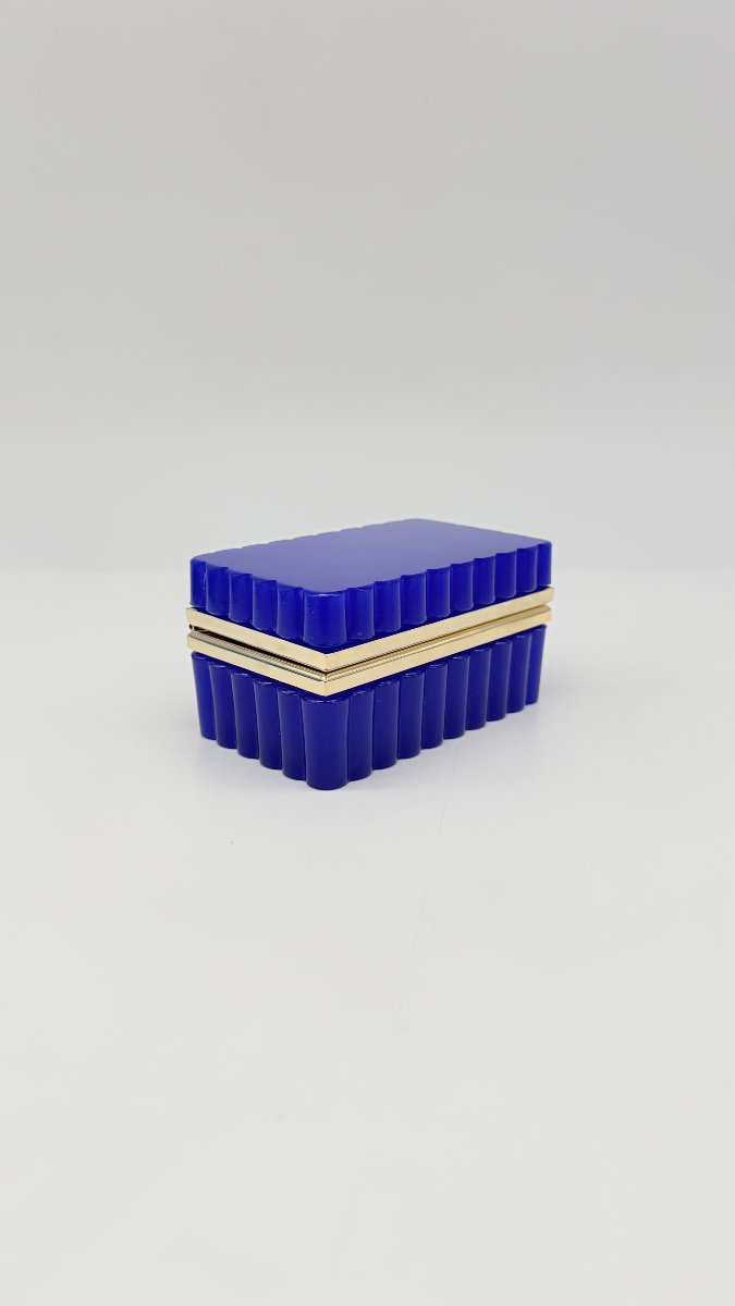  Cobalt Blue Opaline Covered Box With Guilloché Gilt Bronze Mount, Napoleon III -photo-4