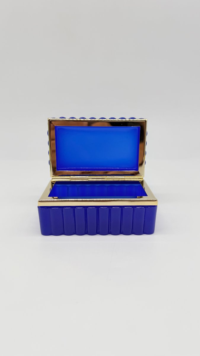  Cobalt Blue Opaline Covered Box With Guilloché Gilt Bronze Mount, Napoleon III -photo-5