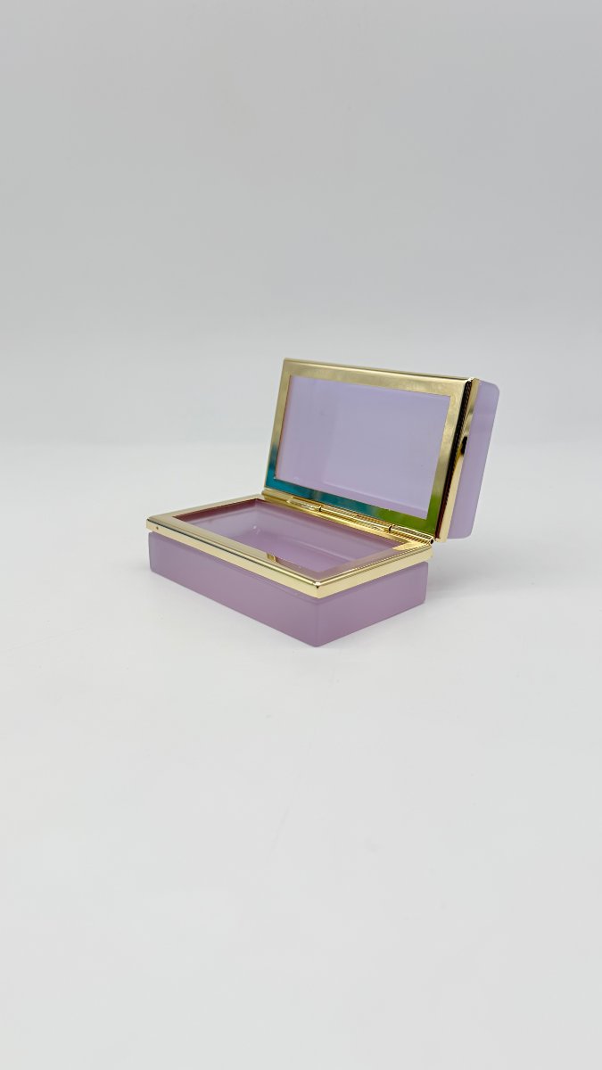 Boîte couverte en opaline améthyste et bronze doré, époque Napoléon III -photo-2
