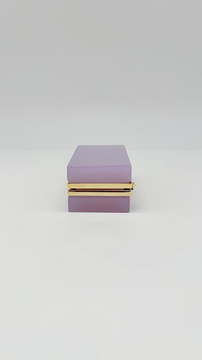 Boîte couverte en opaline améthyste et bronze doré, époque Napoléon III -photo-4