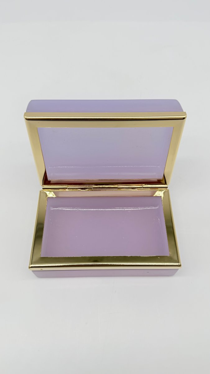 Boîte couverte en opaline améthyste et bronze doré, époque Napoléon III -photo-4