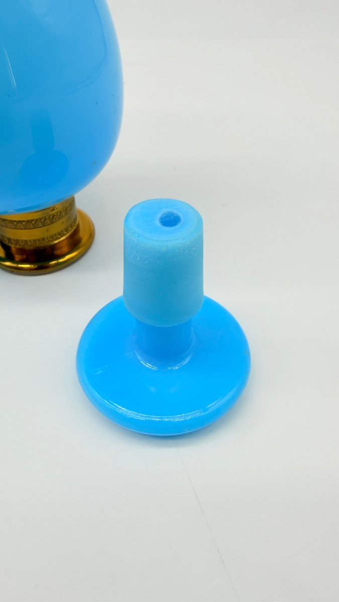 Pair Of Azure Blue Opaline Perfume Flasks With Gilt Bronze Mounts, Charles X Period  -photo-4