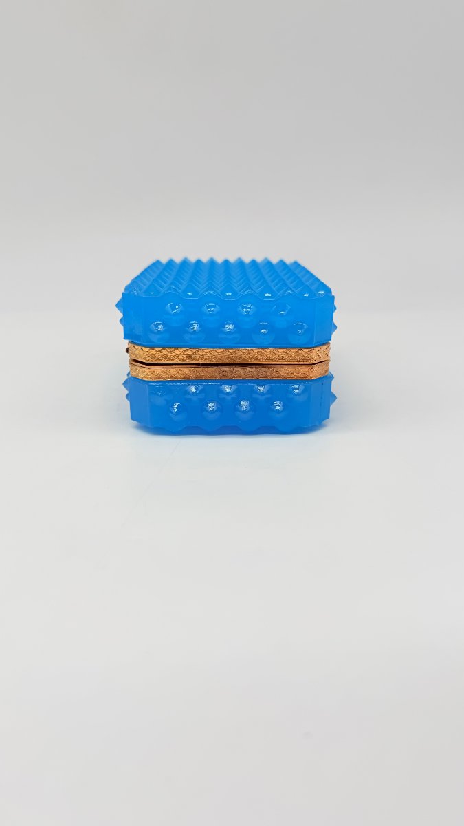  Azure Blue Opaline Covered Box With Guilloché Gilt Bronze Mount, Napoleon III -photo-4
