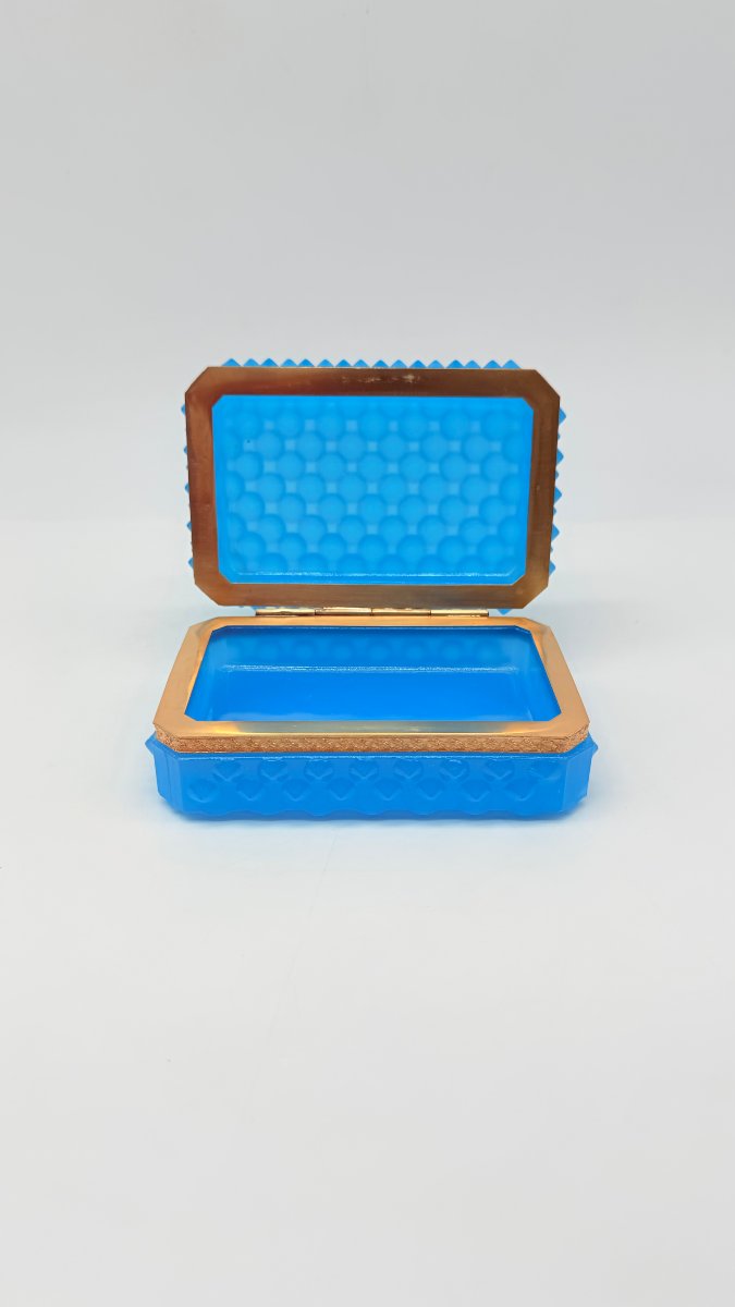  Azure Blue Opaline Covered Box With Guilloché Gilt Bronze Mount, Napoleon III -photo-1