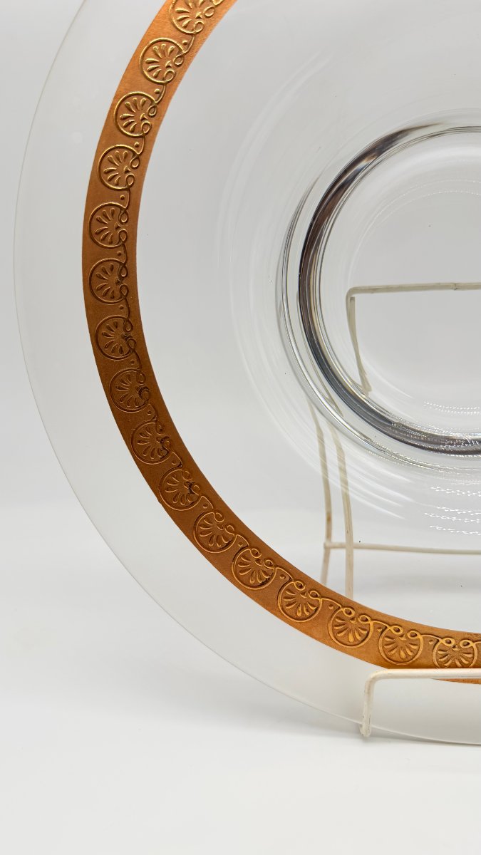 Baccarat, Art Deco Molded Crystal Centerpiece With Fine Gold Decoration-photo-2