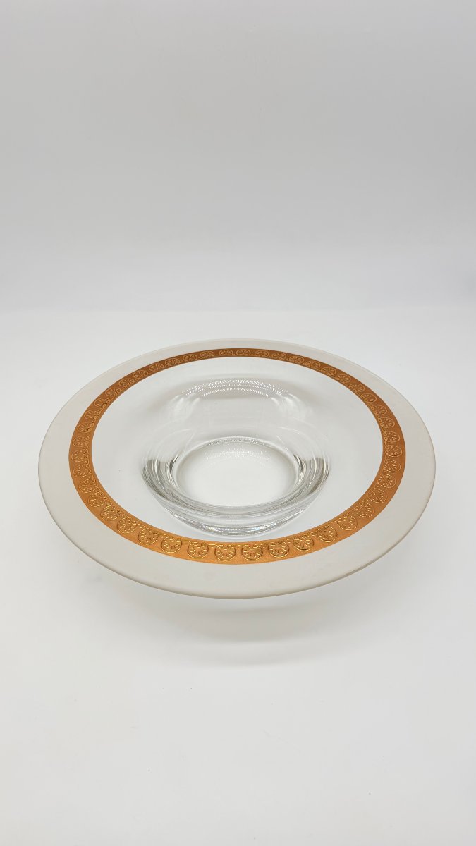Baccarat, Art Deco Molded Crystal Centerpiece With Fine Gold Decoration-photo-3