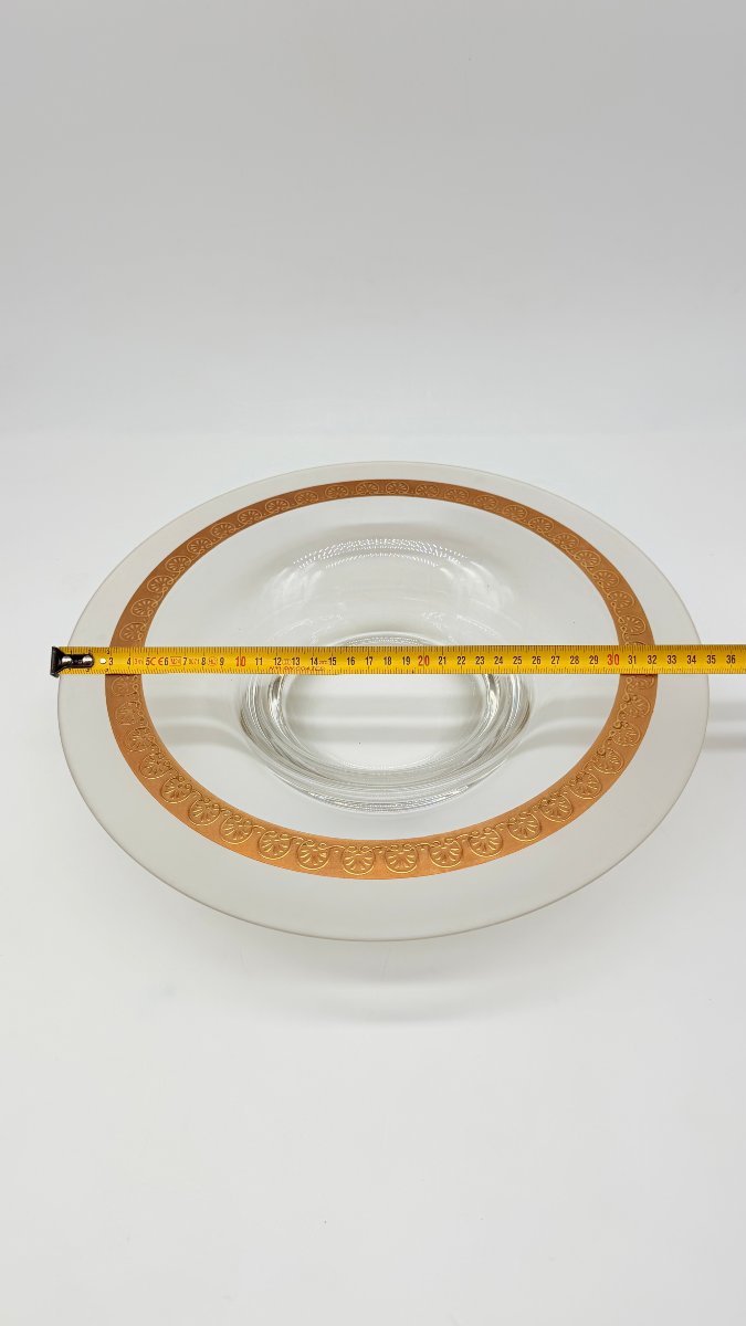 Baccarat, Art Deco Molded Crystal Centerpiece With Fine Gold Decoration-photo-8