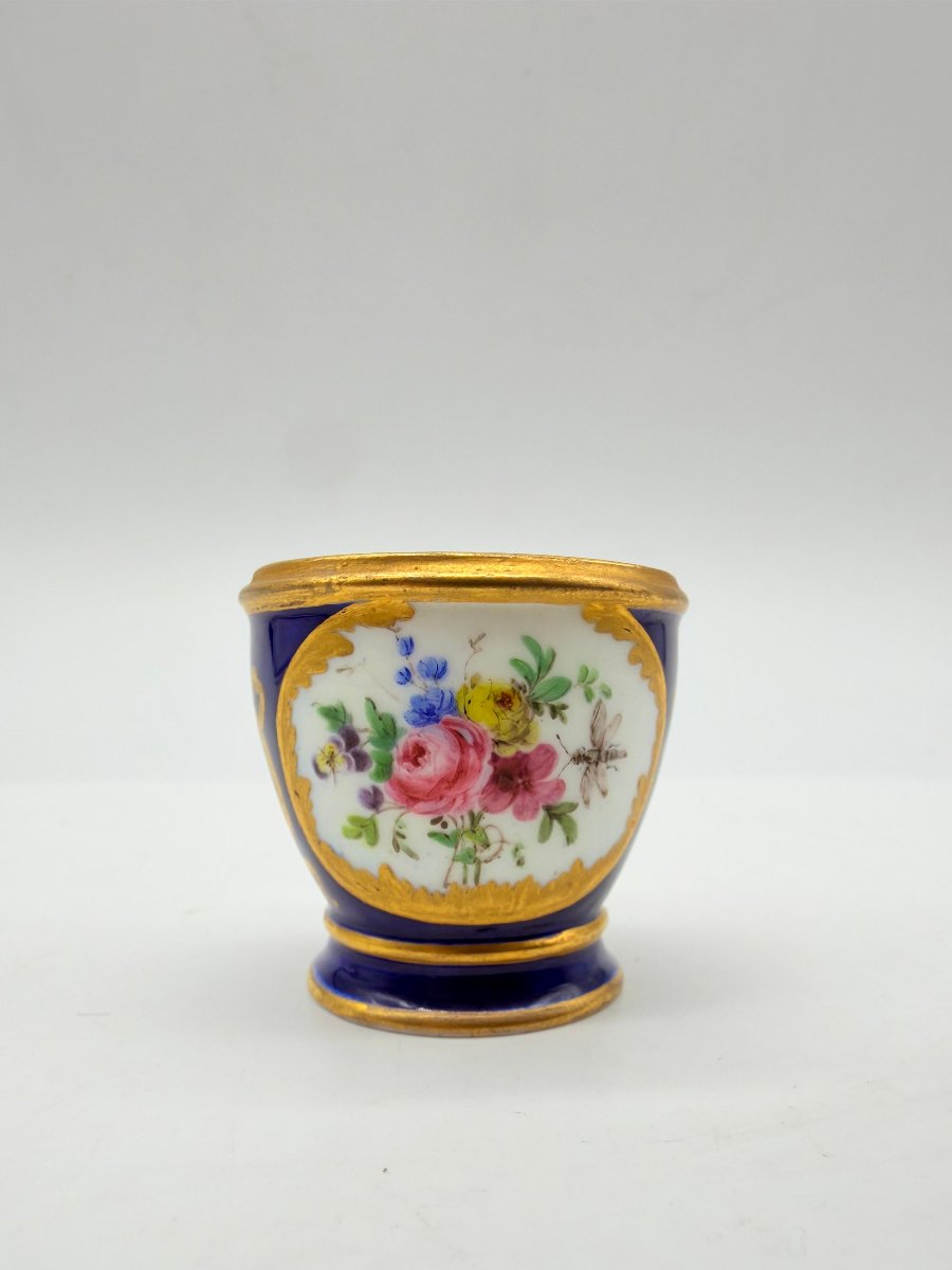Sèvres, After, Blue Ground Porcelain Cup With Floral Decoration, Louis XV Style -photo-2