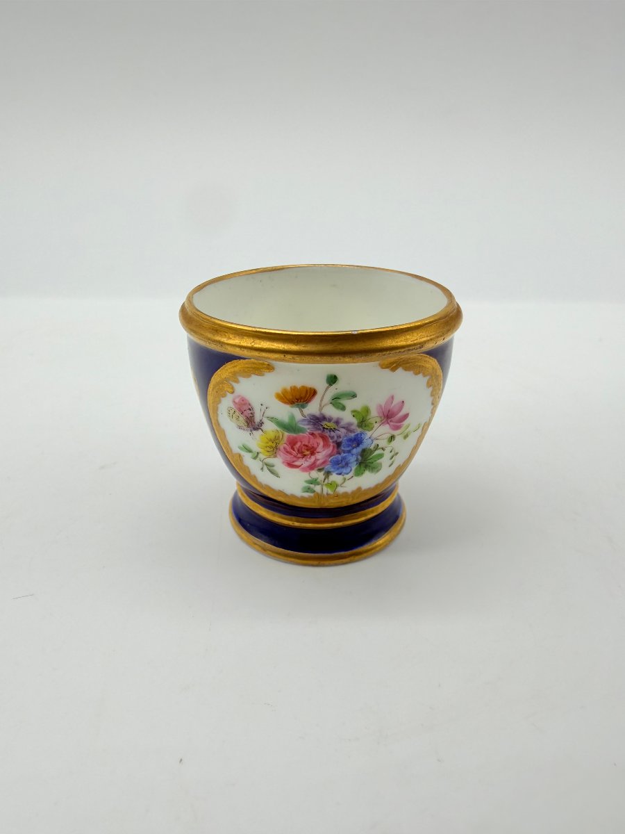 Sèvres, After, Blue Ground Porcelain Cup With Floral Decoration, Louis XV Style -photo-4