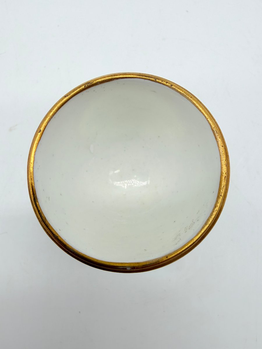 Sèvres, After, Blue Ground Porcelain Cup With Floral Decoration, Louis XV Style -photo-1