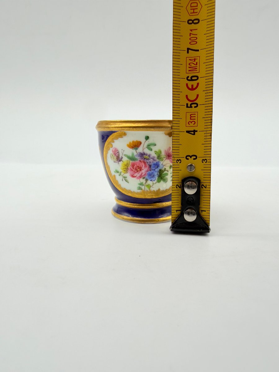 Sèvres, After, Blue Ground Porcelain Cup With Floral Decoration, Louis XV Style -photo-5